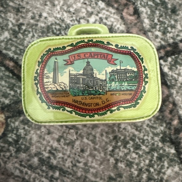 VINTAGE US CAPITAL WASHINGTON‎ DC CERAMIC SUITCASE PIGGY BANK JAPAN - Picture 2 of 4